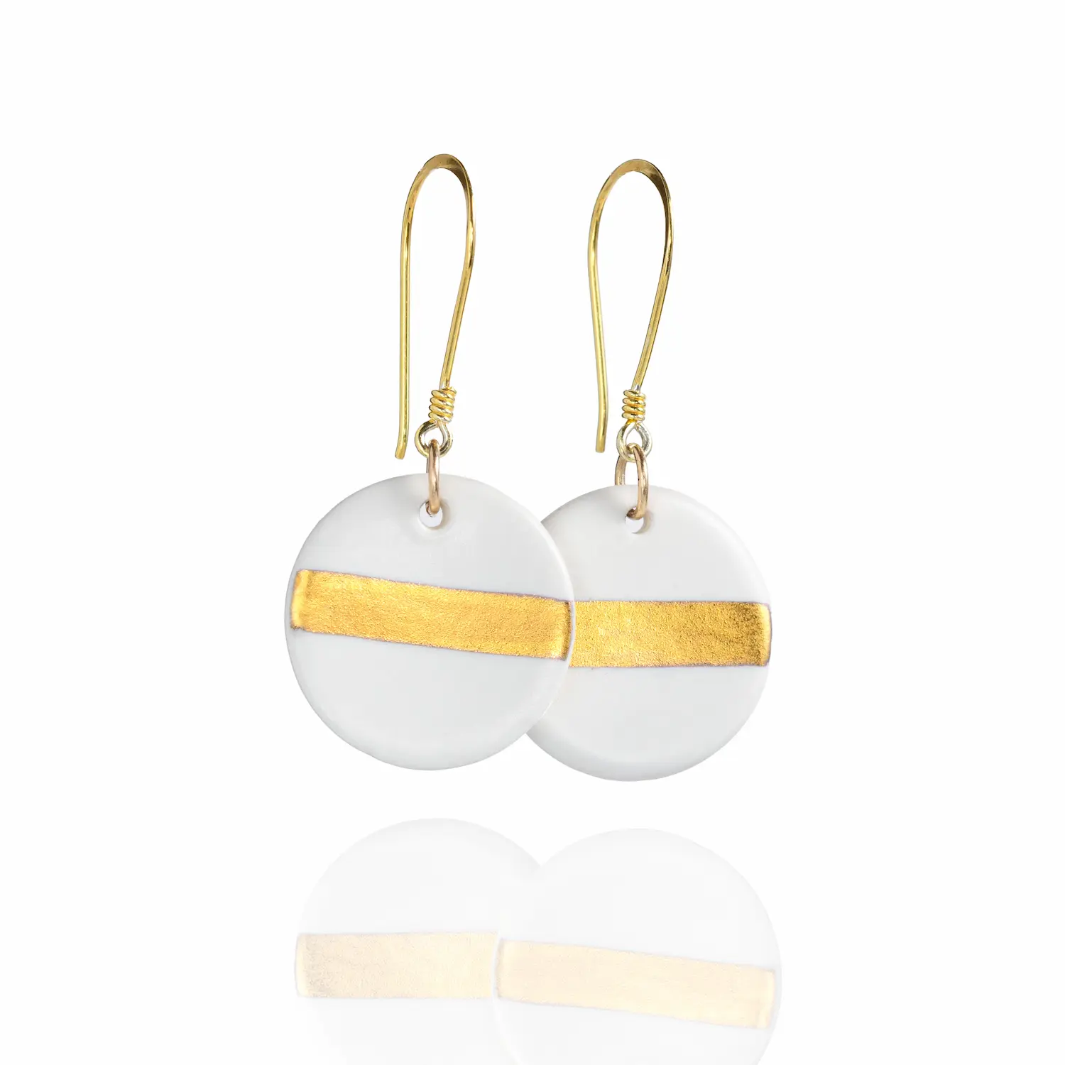 Élégantes Boucles D'Oreilles Olympe - Porcelaine et aplats d'Or fin - Artisanat Français - Photyne
