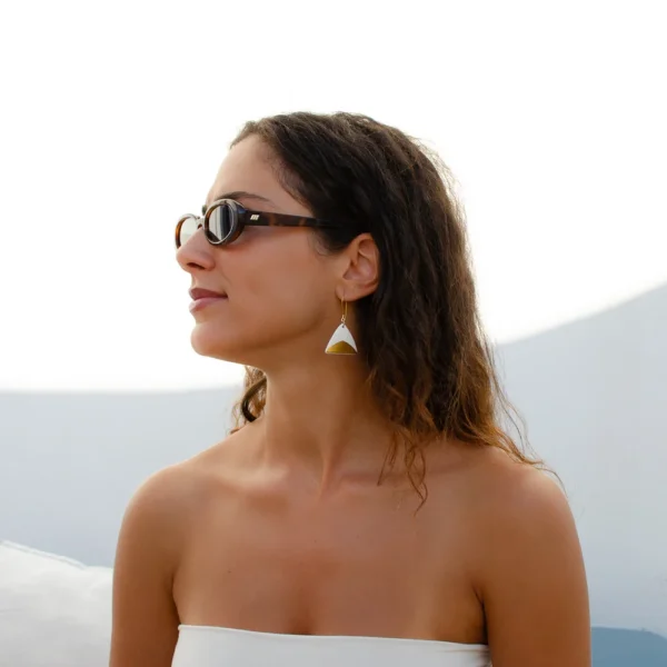 Boucles d'oreilles en porcelaine et or, crochets en vermeil, Berenice par Photyne