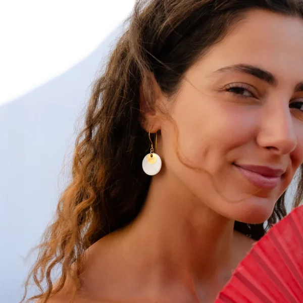 Elégantes Boucles d'oreilles en céramique et or Electra collection Hélios par Photyne