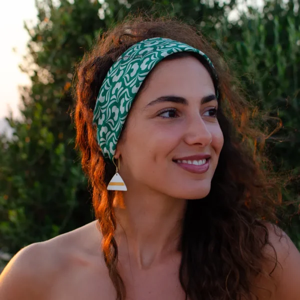 Boucles d'oreilles en céramique et or Lina, de la collection Gizeh par Photyne