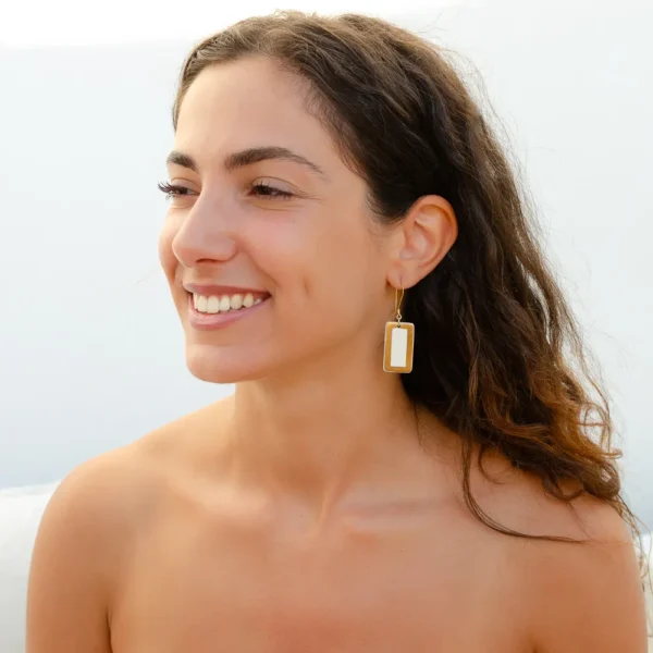 Délicates boucles d'oreilles en céramique et or Zoë par Photyne - Bazar de Méditerranée