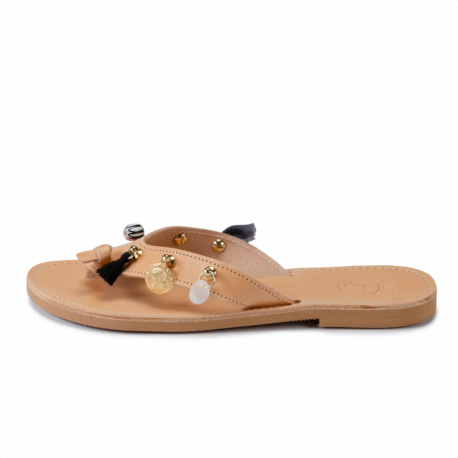 Kléodora, sandales pour femme 100% cuir uniques décorées à la main - Artisanat Grec et Français - Photyne