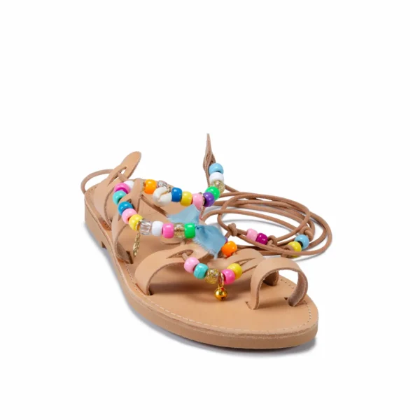 Sandales gladiateur Margarita 100% Cuir de vachette et éclat néon - Savoir faire artisanal Francais et Grec - Photyne