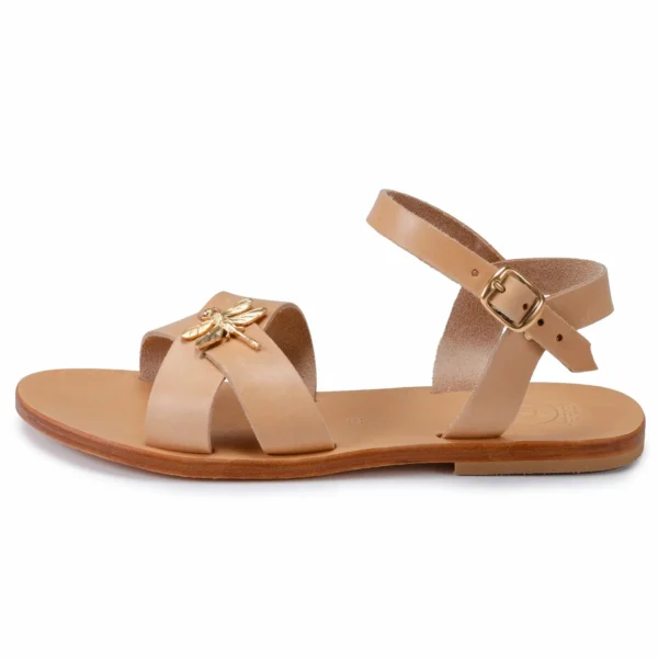 Élégantes sandales pour femme MELAINA, cuir avec ornement abeille et libellule, tannage écologique par Photyne