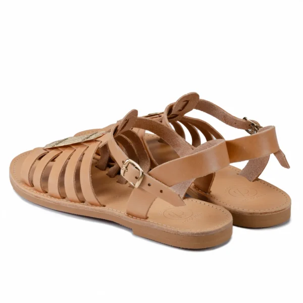 Sandales RHEA, spartiates avec un twist de luxe, bijou en or 24 carats, made in Grèce et France - Photyne