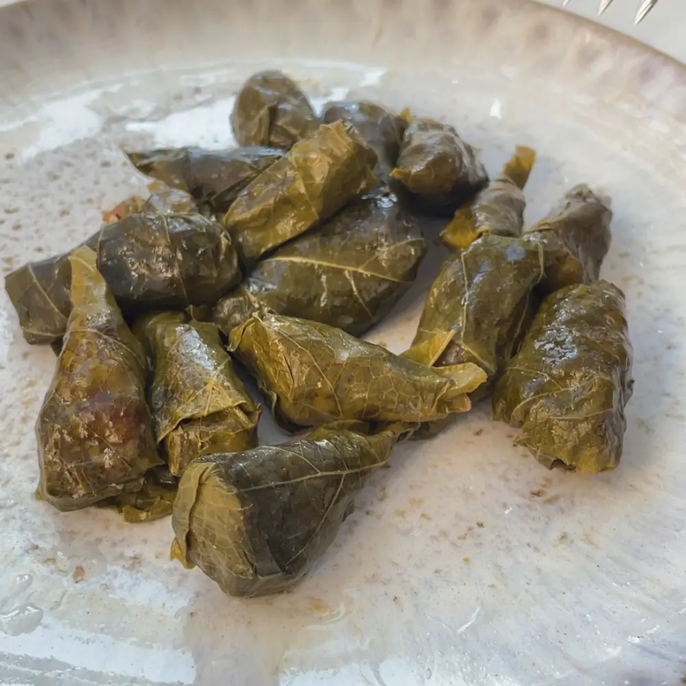 Assiette de feuilles de vignes maison - Dolmadakia- recette Photyne