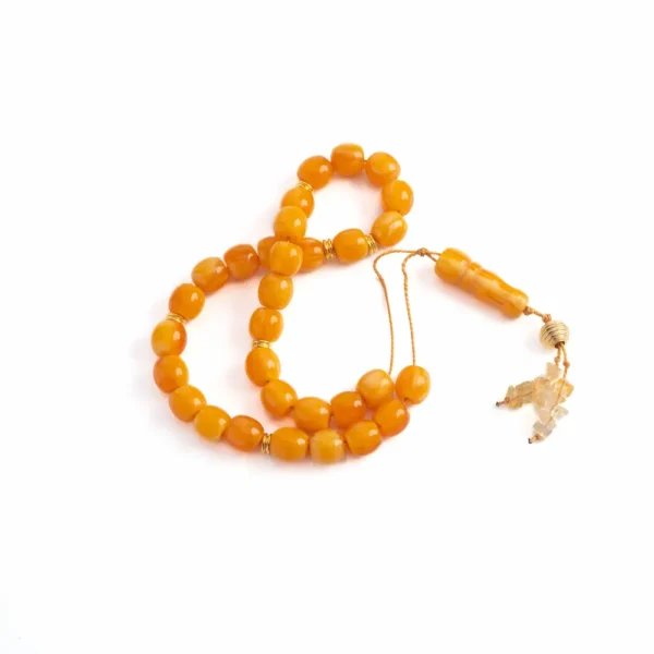 Komboloi ambre, 31 perles couleur ambre, l'accessoire mode minimaliste originale et unique - artisanat Photyne