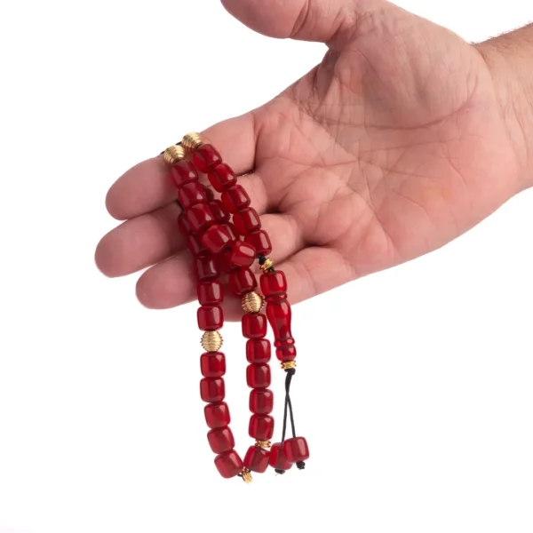 Komboloi grec traditionnel composé de 33 perles fantaisie couleur corail - un objet original bohème et original - Photyne