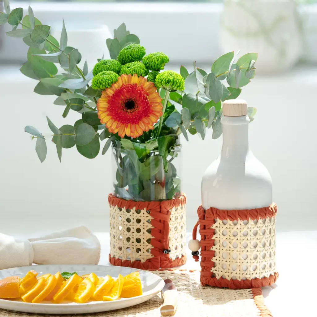 Vase Anthis - Rotin et coton tressé Terracotta-Création unique Photyne