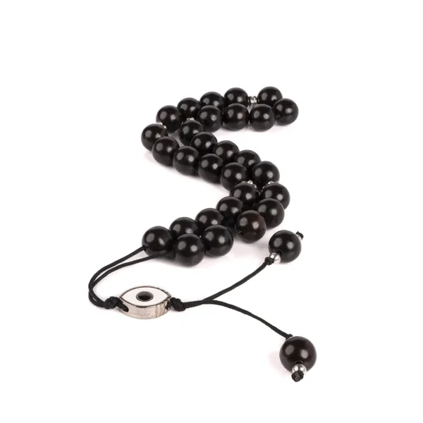 Komboloi grec noir en véritable bois d'ébène - le parfait cadeau symbolique pour les amateurs de traditions méditerranéennes et de relaxation - Photyne