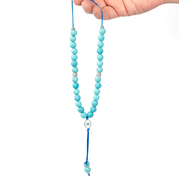 Komboloï grec - perles turquoises - Fait main en France - Photyne