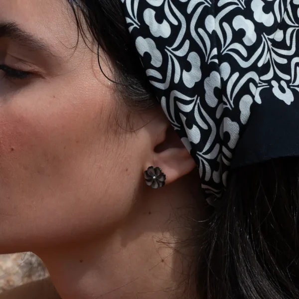 Puces d'oreille de nacre noire uniques - modèle Loulou - Photyne