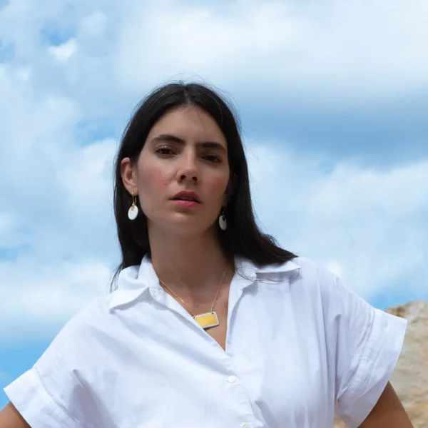 Boucles d'oreilles Electra et pendentif Roxane - bijoux inspirés par la Grèce - Photyne