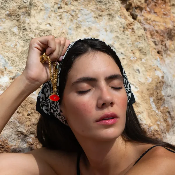 Collier Mati, médaillon protecteur en forme d'oeil rouge - tradition grecque - Photyne