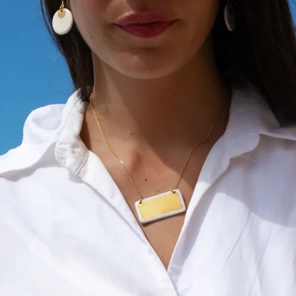 Sublimes boucles d'oreilles Electra et médaillon Roxane - bijoux grecs en porcelaine et or - Photyne