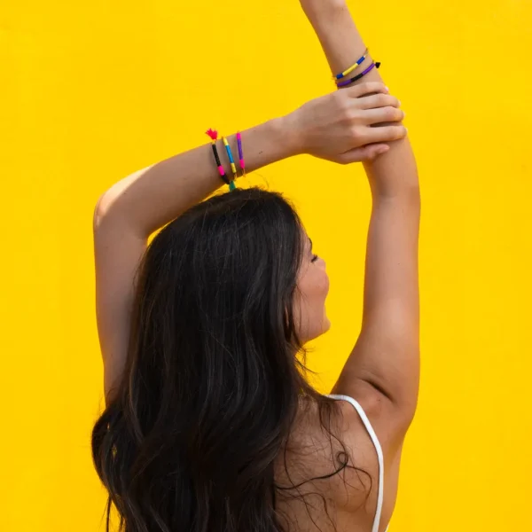 élégants bracelets d'or fin tressé de fils de couleurs - modèle Anna par Photyne