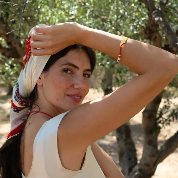 Manchette Rita - superbe bracelet fait main - or mat, soie Habotai et perle d'eau douce - Photyne