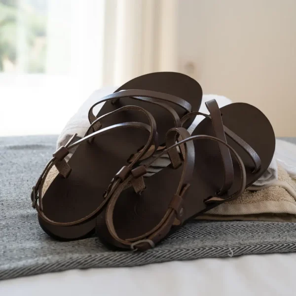 Sandales grecques Nymphéa Photyne avec lanières croisées et finition artisanale - confort et style