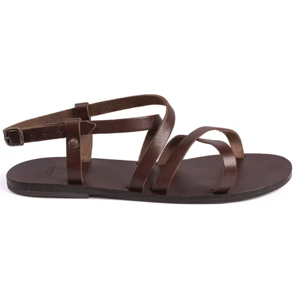 Sandales grecque en cuir artisanal au design épuré avec boucle latérale ajustable – Photyne