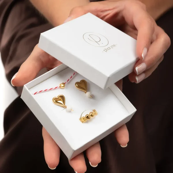 Coffret cadeau de trois bijoux délicats, façonnés avec soin dans notre atelier en France - modèle Kardia- Photyne