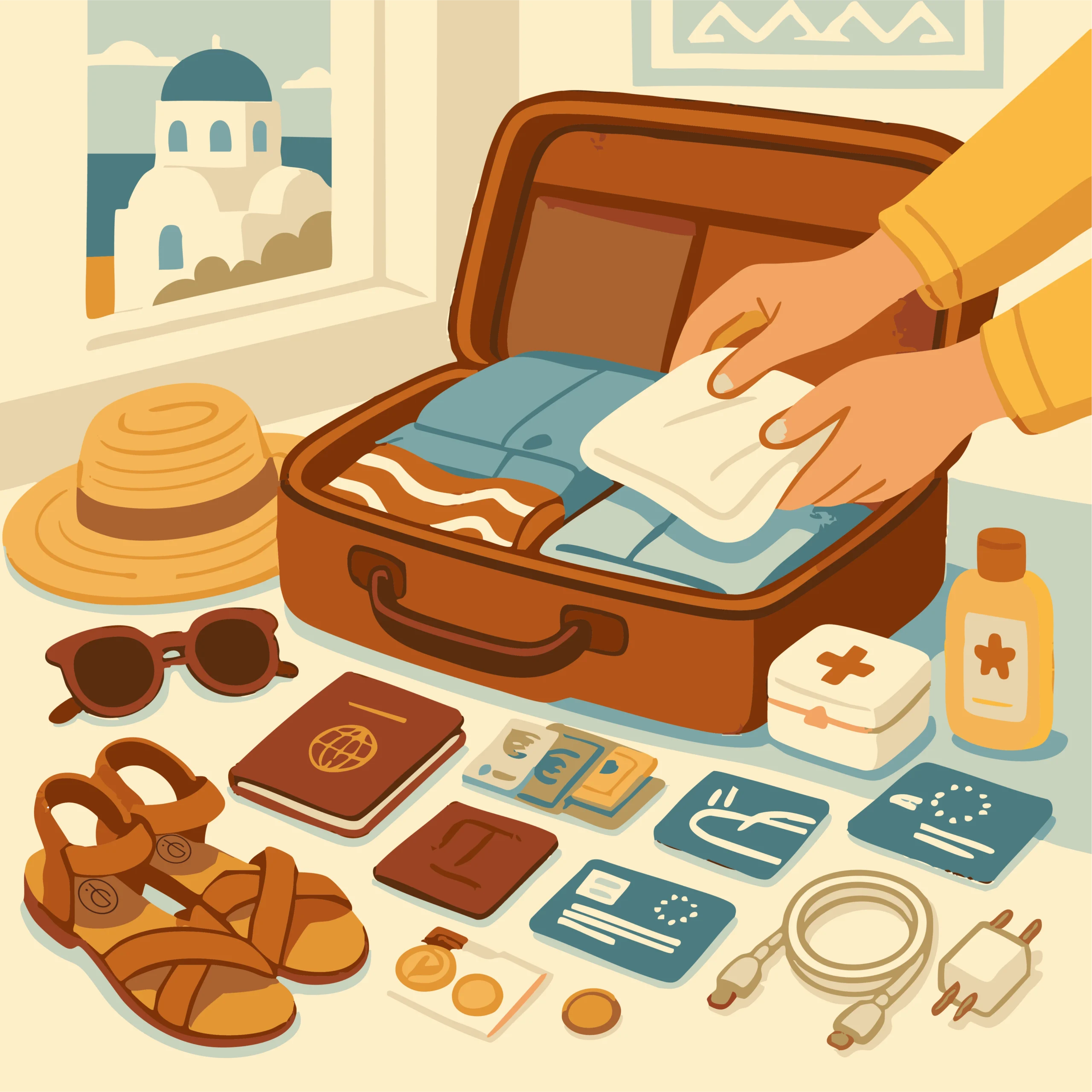 Préparation de sa valise- partir en Grèce - Illustration Photyne
