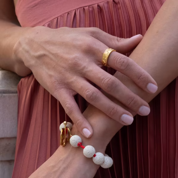 bague d'inspiration grecque Méandros- motifs méandres antiques - 100% made in France- Photyne