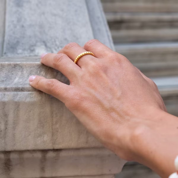 Bague d'inspiration grecque dorée à l'or fin modèle Telia - made in France - Photyne