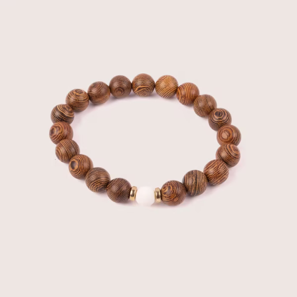 Bracelet homme en bois de wenge et perle de corail blanc - bijou Photyne