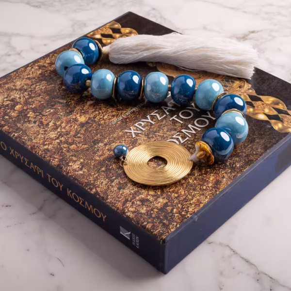 Komboloi de table grec -perles de céramique et éléments dorés-modèle hellas- Photyne