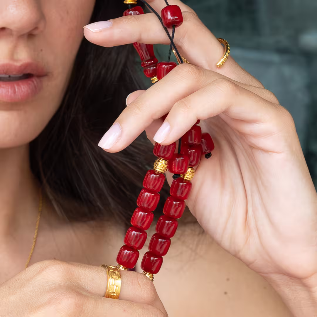 Komboloï grec fait main en France par Photyne - modèle Corail