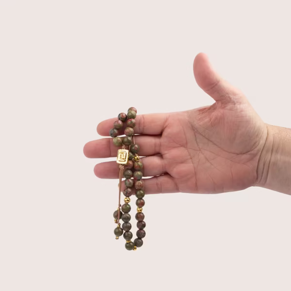 komboloï grec - perles en unakite - chapelet grec- raffinement et finesse artisanale - Photyne