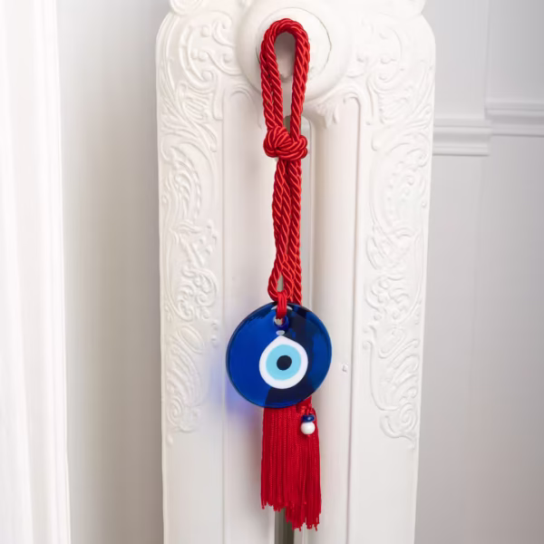 Œil grec porte-bonheur en verre, talisman protecteur méditerranéen à suspendre, idéal objet déco porte bonheur, création unique Photyne.
