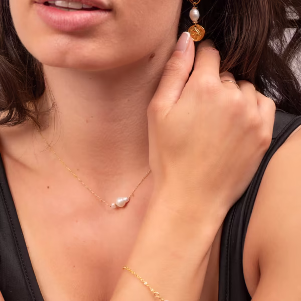 Sublime collier Paulina, perles et chaine fine en or - une création pour femme élégantes - Photyne