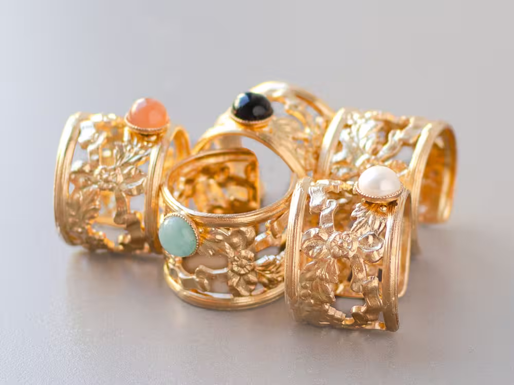 5 bagues uranie - onyx-amazonite- perle d'eau douce -photyne