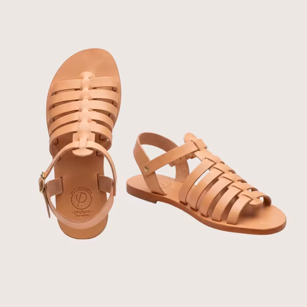 Sandales grecques 100% cuir naturel à lanières multiples pour femme - modèle Chora par Photyne