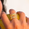 bague or cabochon pierre fine Citrine - modèle Uranie -un bijou artisanal Photyne