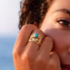 Bague or et pierre fine turquoise - modèle Uranie -un bijou artisanal Photyne