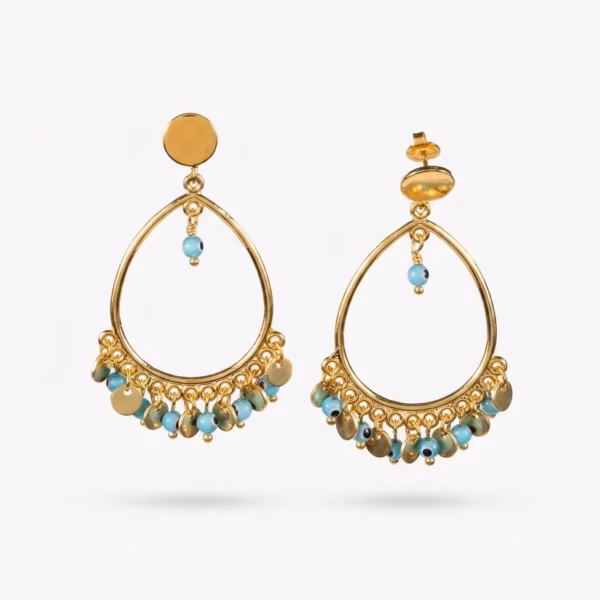 Alternative view of Boucles d'oreilles chandelier pièces et oeil protecteur turquoise Selena
