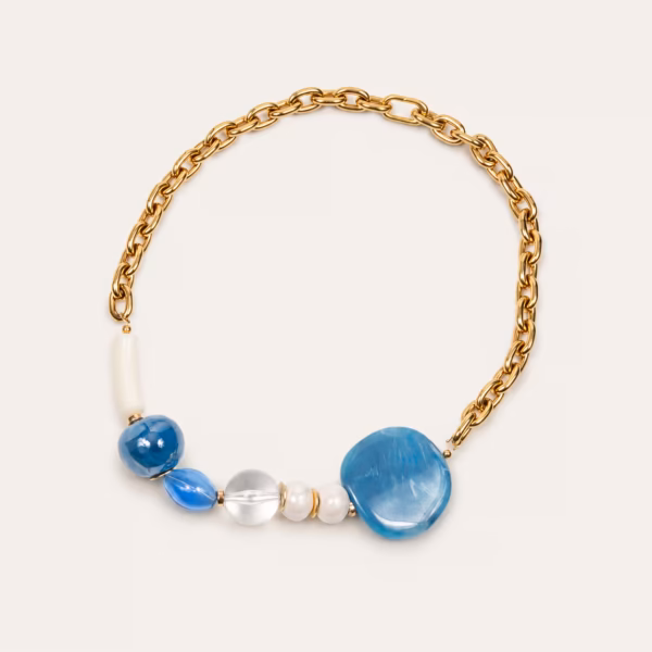 Collier Photyne en perles bleues et blanches - un bijou unique Photyne