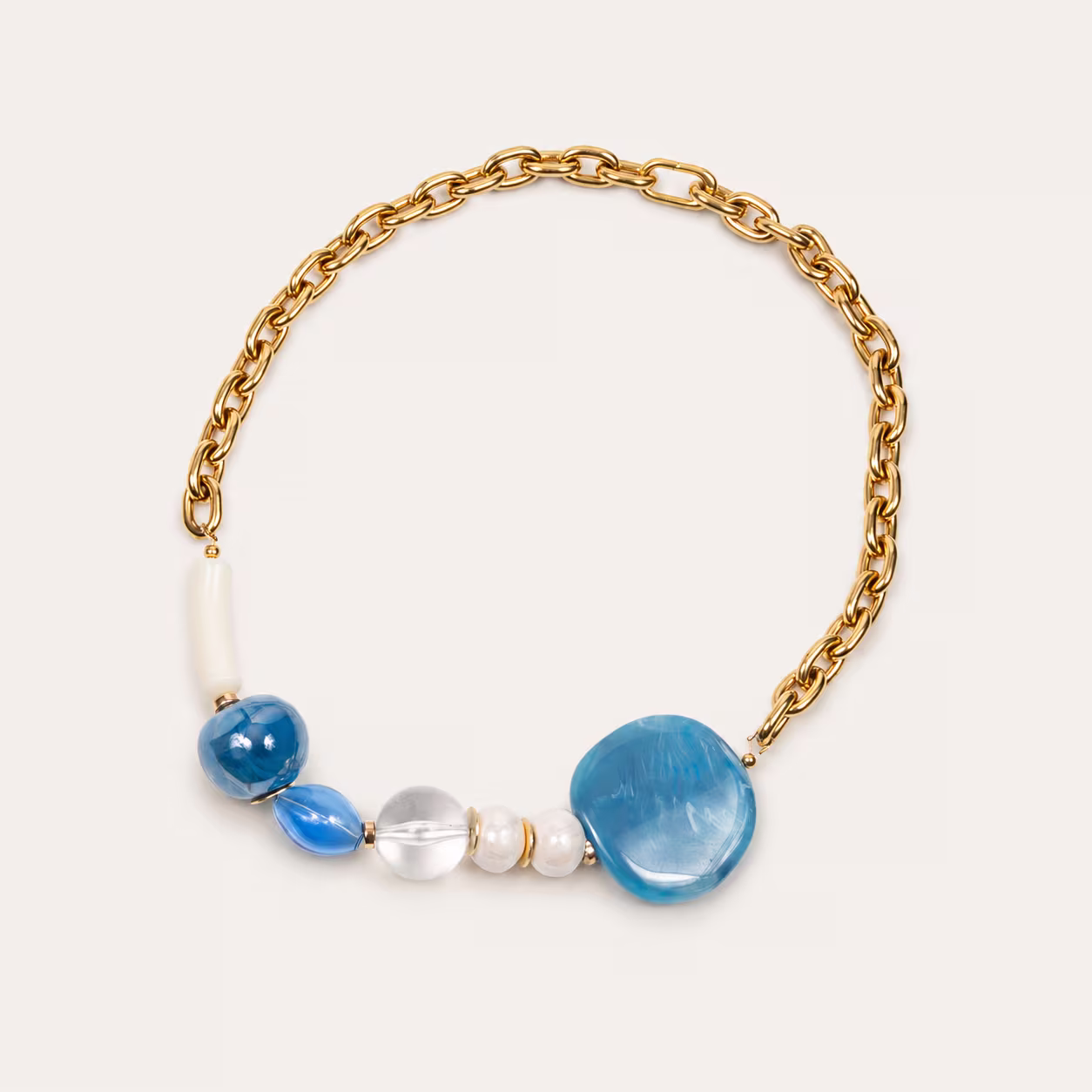 Collier Photyne en perles bleues et blanches - un bijou unique Photyne