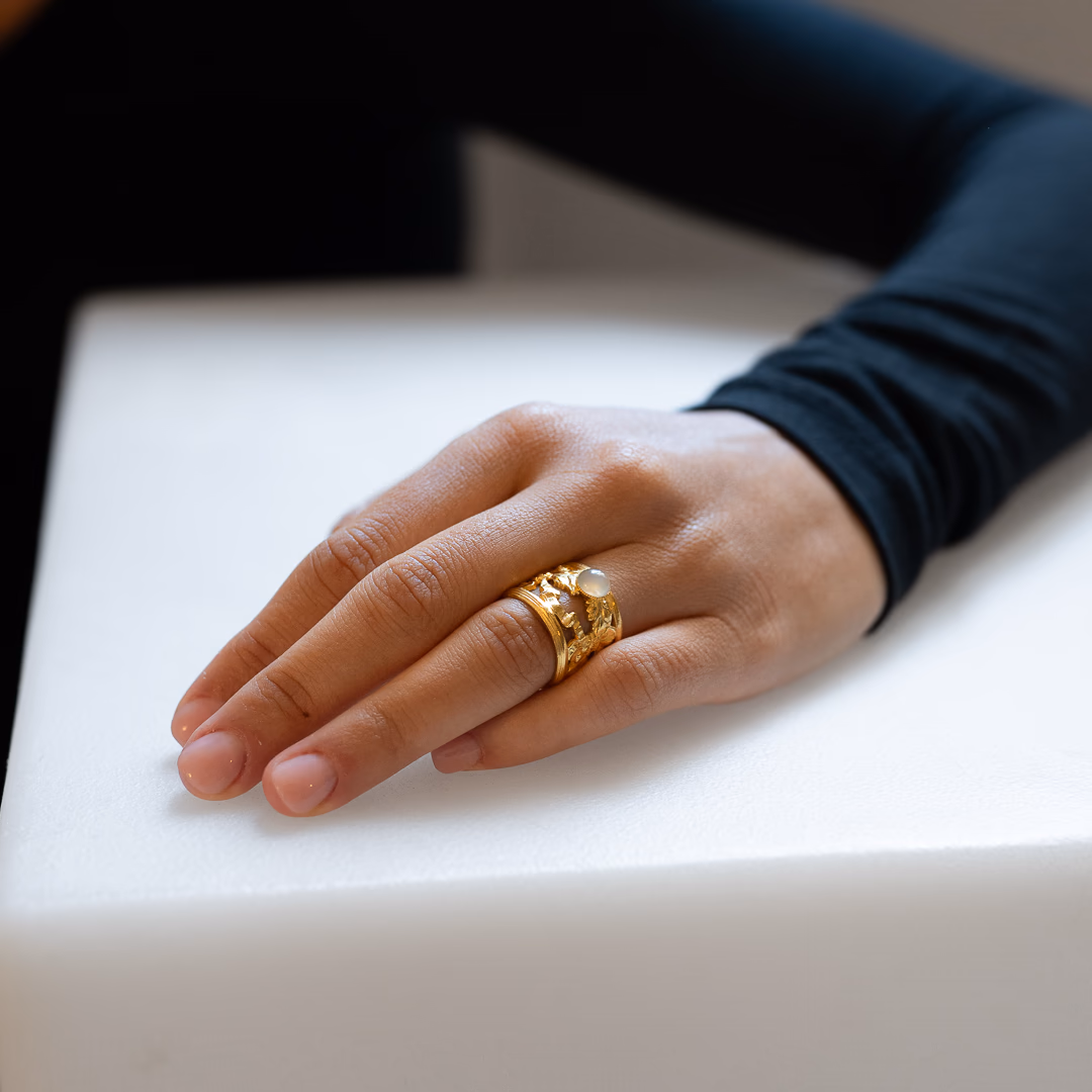 Bague pierre de lune grise Uranie
