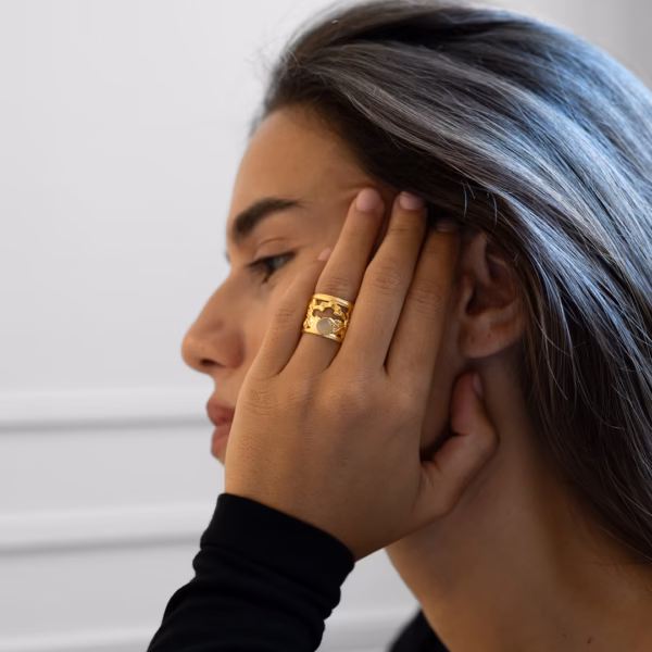 Bague pierre de lune grise Uranie – Image 4