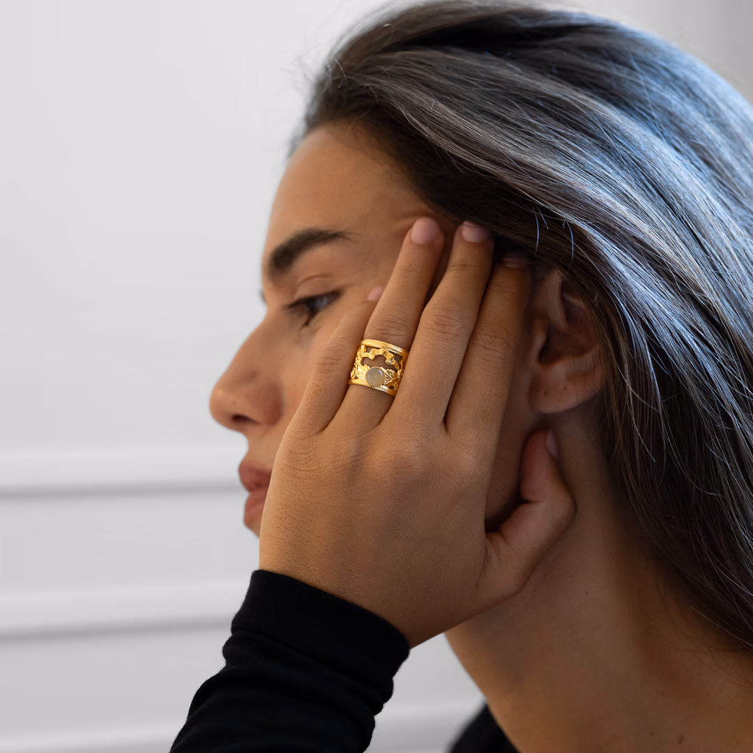 Bague pierre de lune grise Uranie – Image 4
