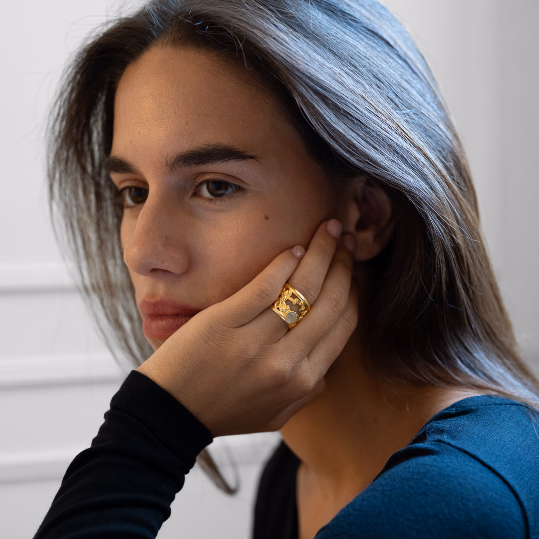Bague pierre de lune grise Uranie – Image 3