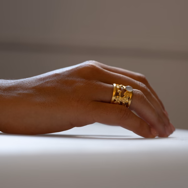 Bague pierre de lune grise Uranie – Image 5