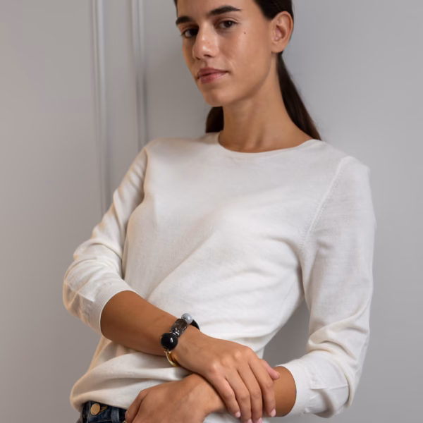 Bracelet Harmonia noir et gris avec perles en céramique grecque – Image 8