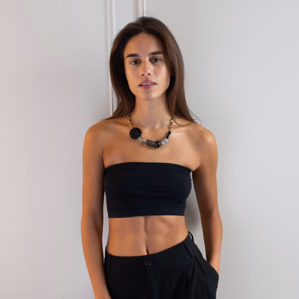 Collier Charis noir et gris avec perles en céramique grecque – Image 9