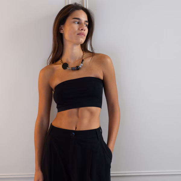 Collier Charis noir et gris avec perles en céramique grecque – Image 8