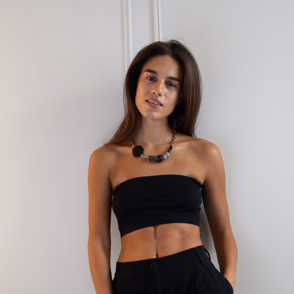 Collier Charis noir et gris avec perles en céramique grecque – Image 7