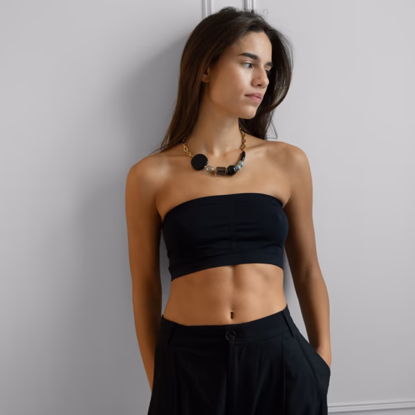 Collier Charis noir et gris avec perles en céramique grecque – Image 6